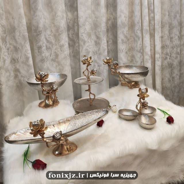 ست پذیرایی آلومینیوم پنج تکه مدل گل سرخ