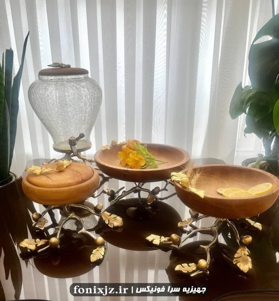 ست پذیرایی چهارتکه ترکیب چوبی و آلومینیومی پایه برگی