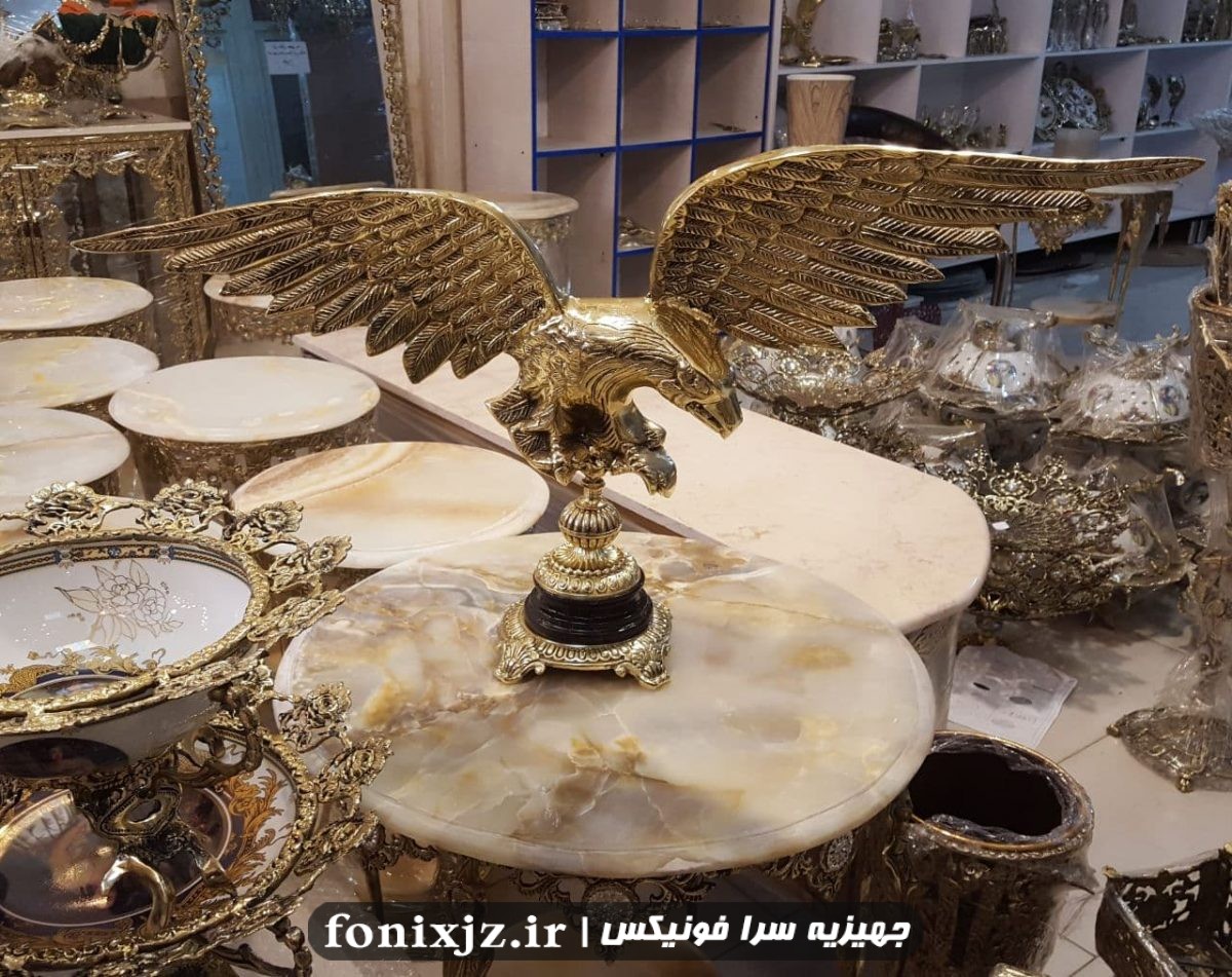 مجسمه عقاب برنزی بزرگ پایه سنگ مشکی