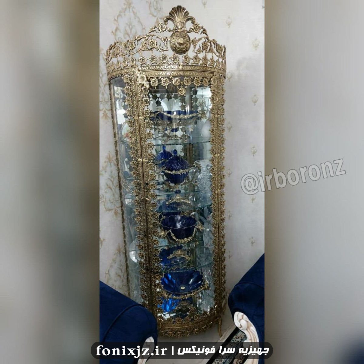 بوفه برنزی نیم گرد مدل گل رز